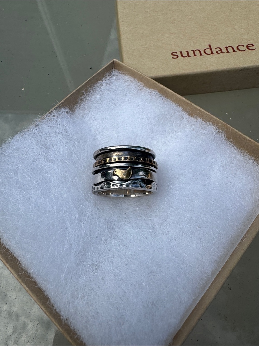 Sundance Sterling Silver and Gold-Tone Ring - Bird Accent Size 10
